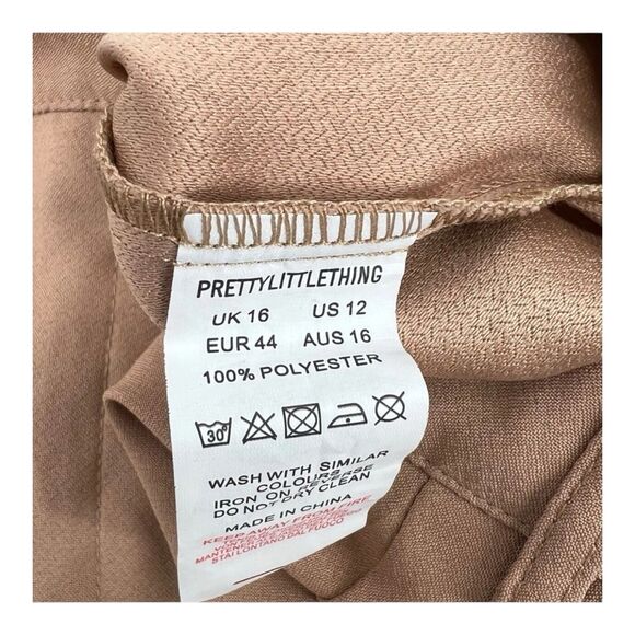 PrettyLittleThing Mini Skirt 12 Pencil Camel Brown Fall Preppy Dark Academia NEW - Picture 6 of 7